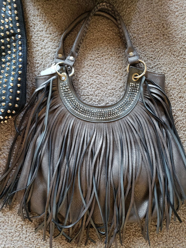 FAUX LEATHER HANDBAG WITH FRINGE