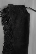 1 == Adult Large Black Suede Chaps, waist extender available separately