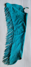 1 == Adult Small Long Woods Top Grain Turquoise Chaps