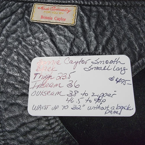 Bonnie Caylor Black Smooth Chaps Small long like new