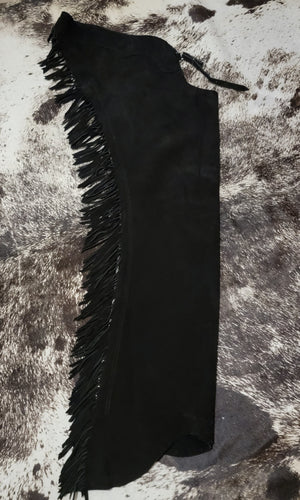 Black Suede Large Long Chaps