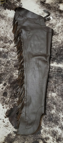 Chocolate Adult Small Long Smooth Leather Chaps