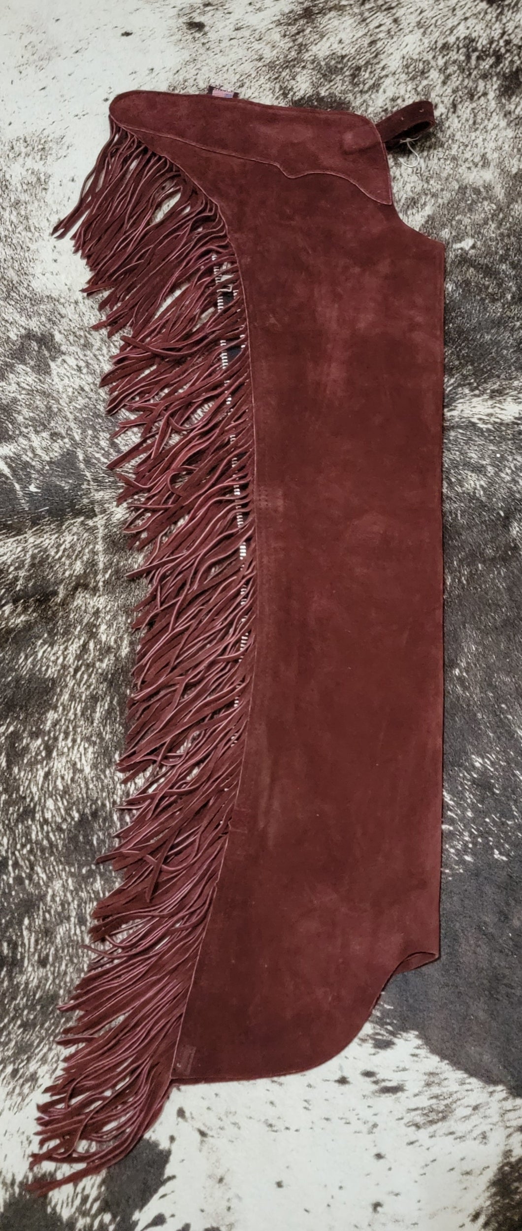 R Burgundy Suede Youth Medium Large Chaps