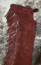 R Burgundy Suede Youth Medium Large Chaps