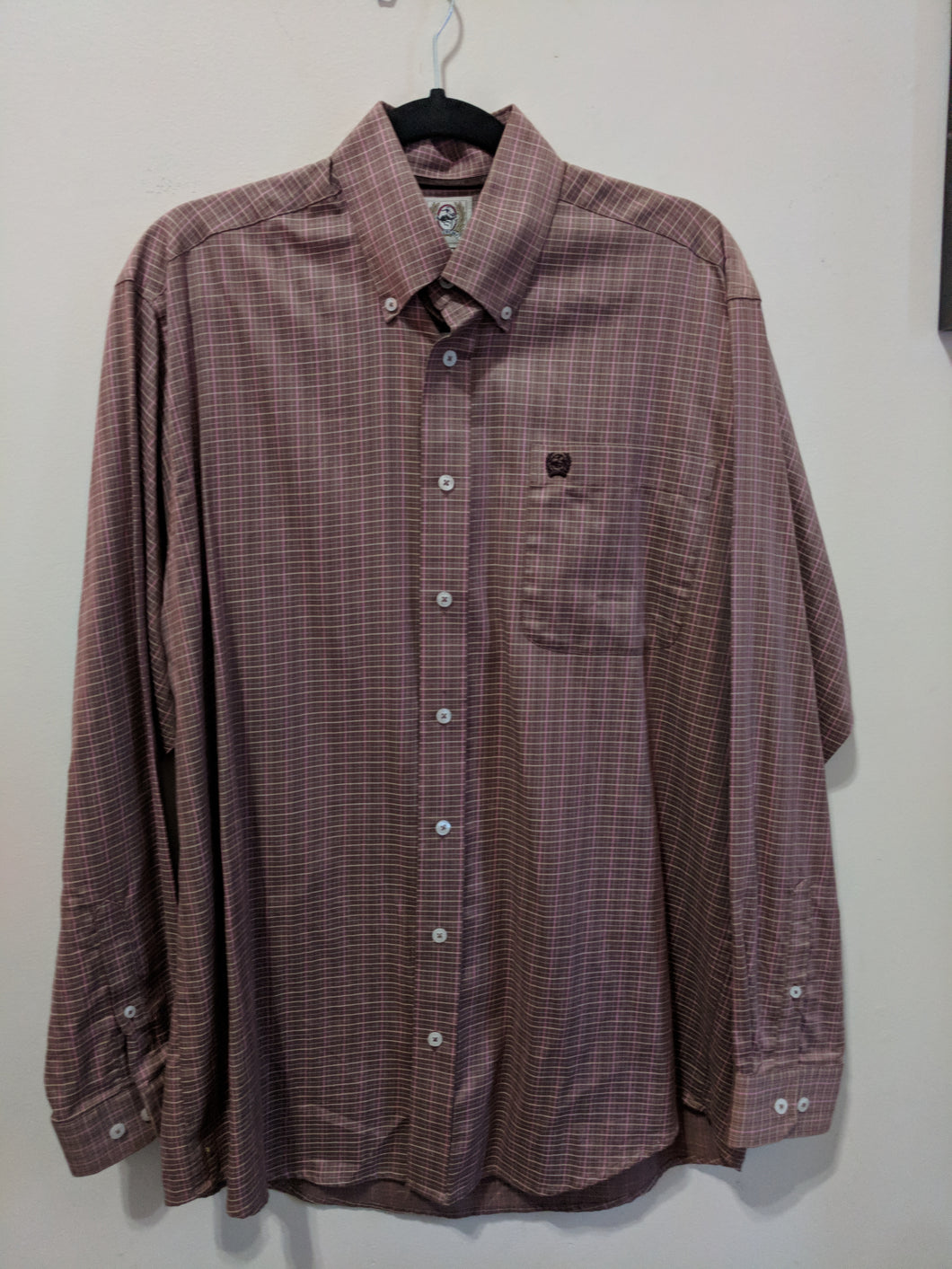 Clearance Sale Cinch Men's Plaid Shirt size Small Mocha/Pink New