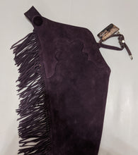 1 == Adult Small Short Hobby Horse Suede Purple Aubergine Chaps