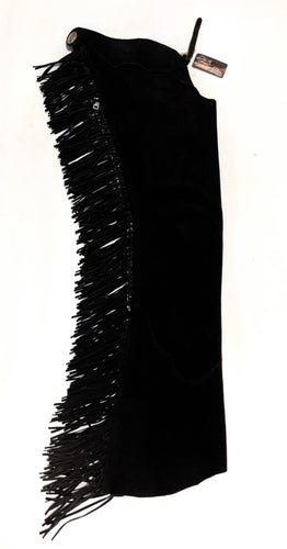 1 == Adult XS Longs Black Suede Chaps