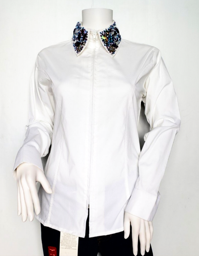 Clearance!!! Show Shirts Bling Collar White