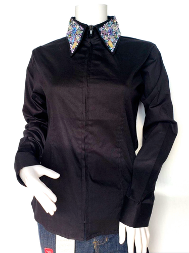 Clearance !! Show Shirt Bling Collar Black