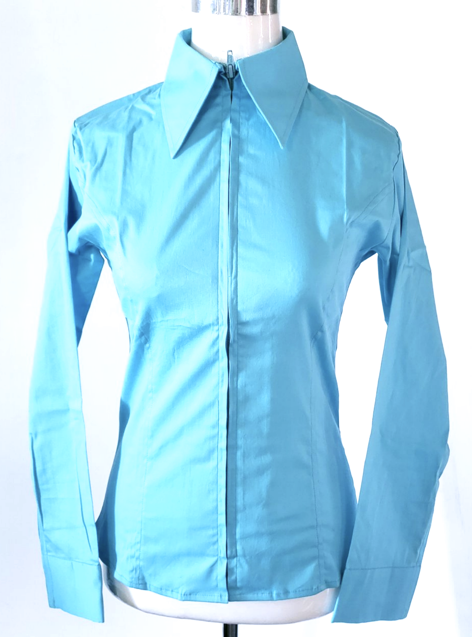 Zip-up Show Shirts XS-4X by RHC Turquoise