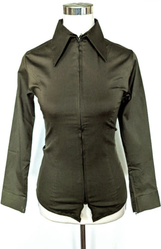 Olive Green Zip Up Show Shirt by RHC