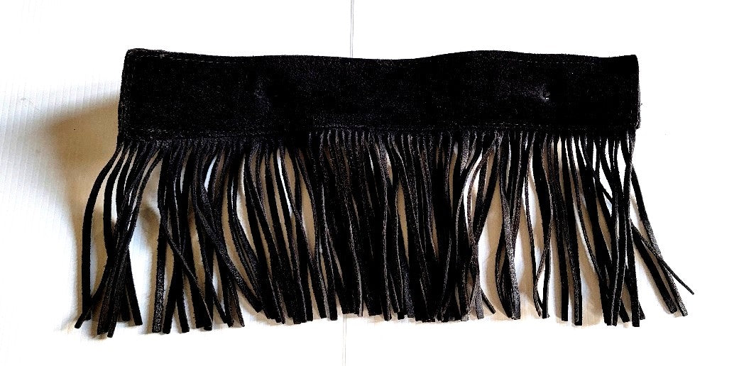 1 == Black Back Waist Extender Fringed Suede