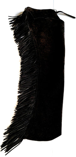 1 == Adult Large Black Suede Chaps, waist extender available separately