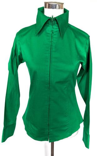 Kelly Green Zip Up Show Shirt by RHC