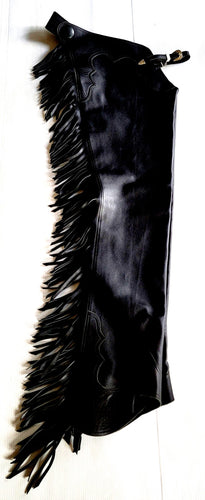 1 == Adult Medium Hobby Horse Smooth Leather Chaps Black
