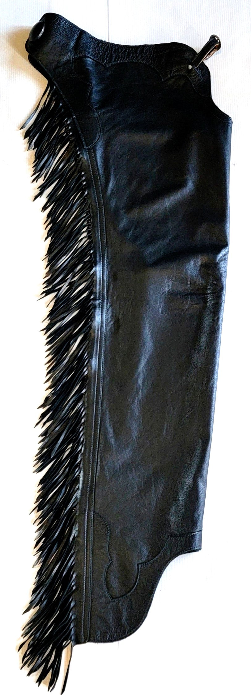 1 == Adult Medium Long Smooth Leather Black Chaps
