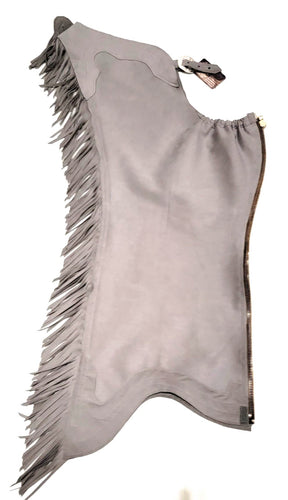 R Youth Large Grey Ultrasuede Chaps w/stretch thigh