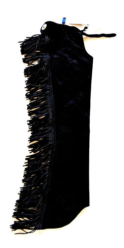 1= = Youth Medium Congress Leather Black Suede Chaps New