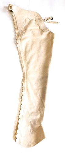 R Youth Medium Hobby Horse Tan Ultrasuede Chaps Scalloped