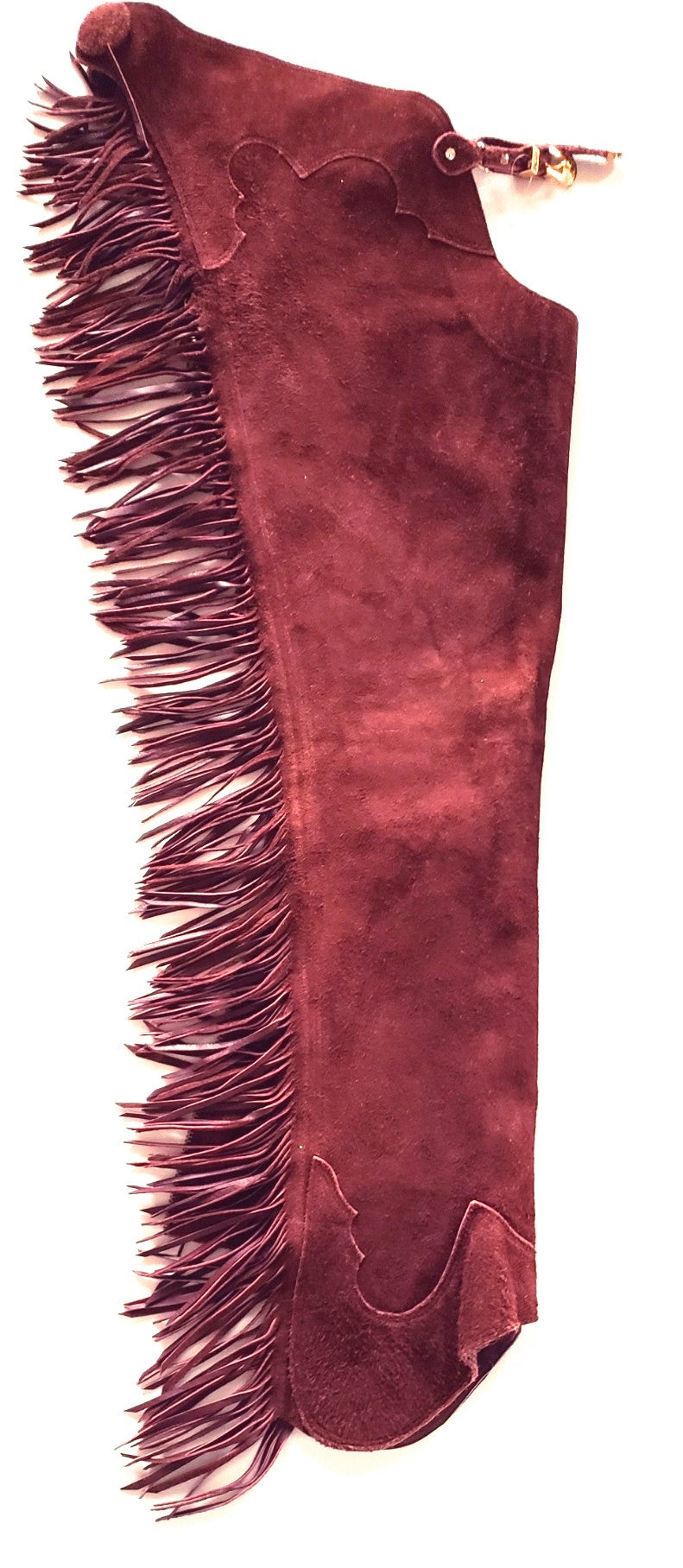 SMALL LONGS ADULT SHOWTIME BURGUNDY TOP GRAIN SUEDE OUT CHAPS NEW